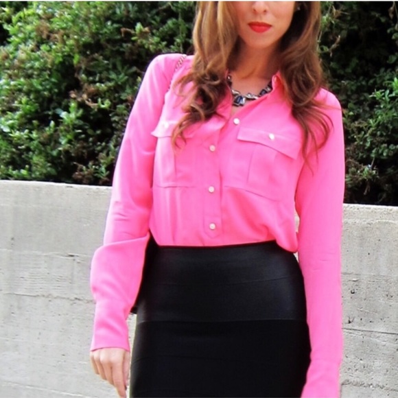 J. Crew Tops - J. Crew Blythe silk blouse TALL hot pink